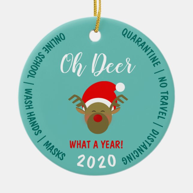 Adorno De Cerámica navidades divertidos de Covid 2020 (Frente)