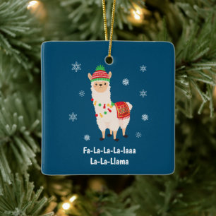 Adorno De Cerámica Navidades divertidos de Llama Pun