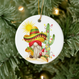 Adorno De Cerámica Navidades divertidos de México Gnome Ornament