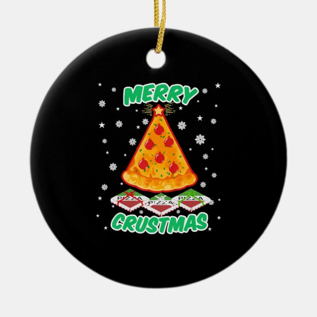 Adorno De Cerámica Navidades divertidos de pizza (Frente)