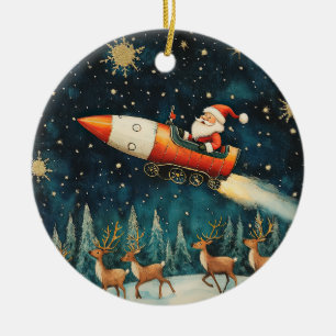 Adorno De Cerámica Navidades divertidos de Santa Retro
