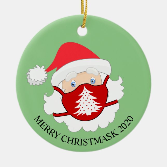 Adorno De Cerámica Navidades divertidos enfrentan la máscara Santa 20 (Frente)
