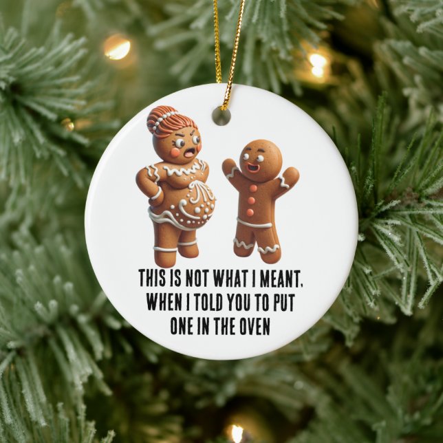 Adorno De Cerámica Navidades divertidos: Gingerbread Cookie embarazad (Árbol)