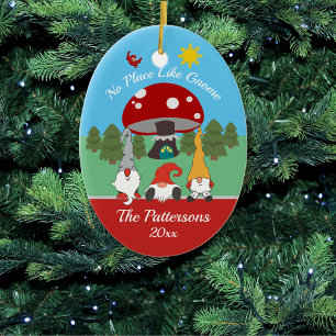 Adorno De Cerámica Navidades divertidos "No hay lugar como Gnome"