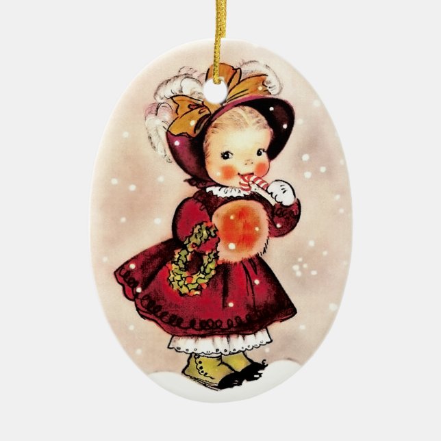 Adorno De Cerámica Navidades divertidos Personalizados de Niñas Vinta (Frente)