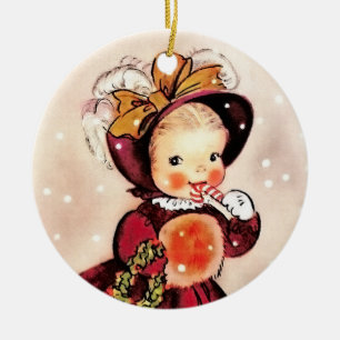 Adorno De Cerámica Navidades divertidos Personalizados de Niñas Vinta