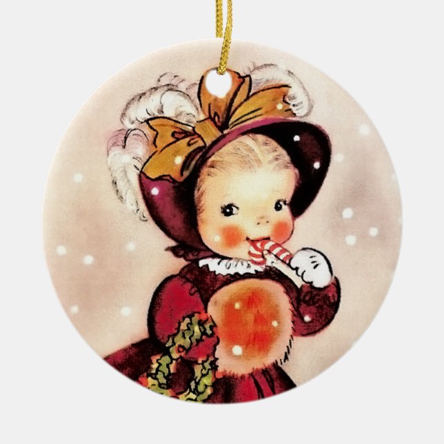 Adorno De Cerámica Navidades divertidos Personalizados de Niñas Vinta (Frente)