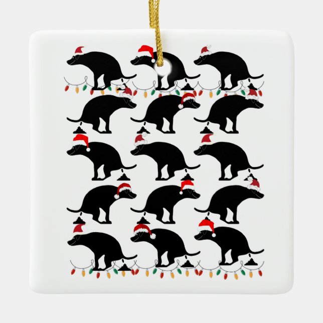 Adorno De Cerámica Navidades divertidos que se burlan del perro (Anverso)