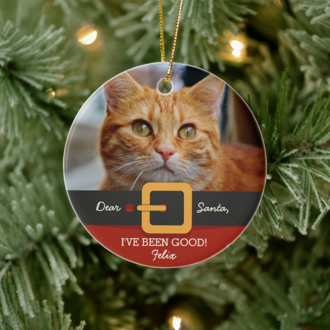 Adorno De Cerámica Navidades divertidos Santa Cat Foto y Personalizad (Árbol)