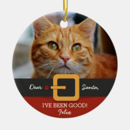 Adorno De Cerámica Navidades divertidos Santa Cat Foto y Personalizad