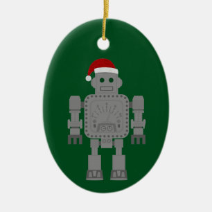 Adorno De Cerámica navidades divertidos santa claus robot