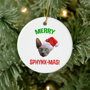 Adorno De Cerámica Navidades divertidos Sphynx-Mas Sphynx Cat Lover