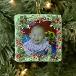 Adorno De Cerámica Navidades divertidos Wreath Photo Frame