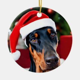 Adorno De Cerámica Navidades Doberman