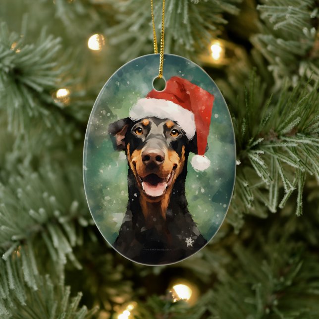 Adorno De Cerámica Navidades Doberman pincel de pintura (Árbol)