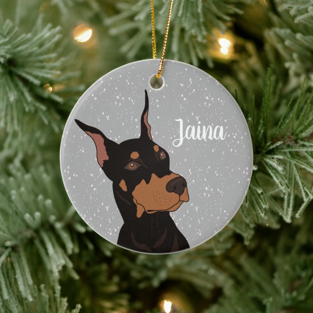 Adorno De Cerámica Navidades Doberman Pinscher (Árbol)