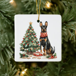 Adorno De Cerámica Navidades Dobermann Dogs