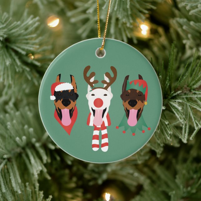 Adorno De Cerámica Navidades Dobermann Dogs (Árbol)