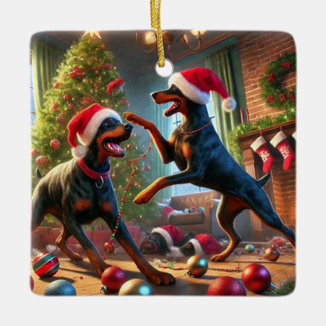 Adorno De Cerámica Navidades Dobie divertidos (Anverso)