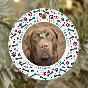Adorno De Cerámica Navidades DOG DAD Personaliza las imágenes de foto