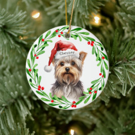 Adorno De Cerámica Navidades Dog Yorkie Yorkshire Terrier Holidays