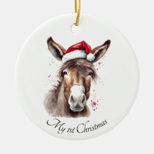 Adorno De Cerámica Navidades Donkey, personalizable