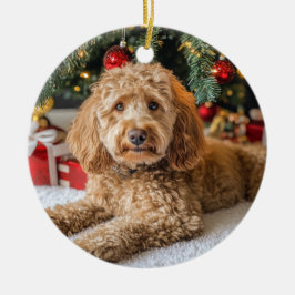 Adorno De Cerámica Navidades Doodle Dog