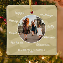 Navidades dorados modernos desean foto familiar