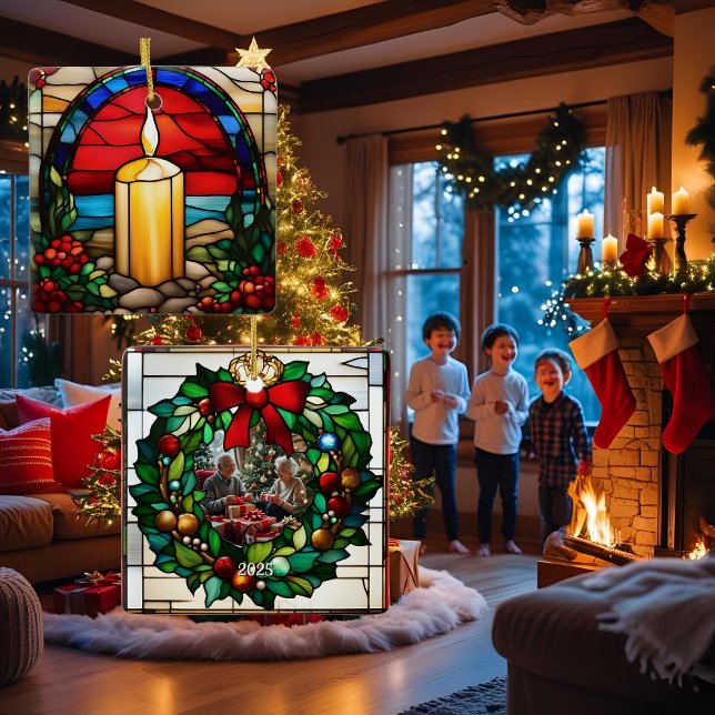 Adorno De Cerámica Navidades dorados Vela Faux StainGlass (Subido por el creador)