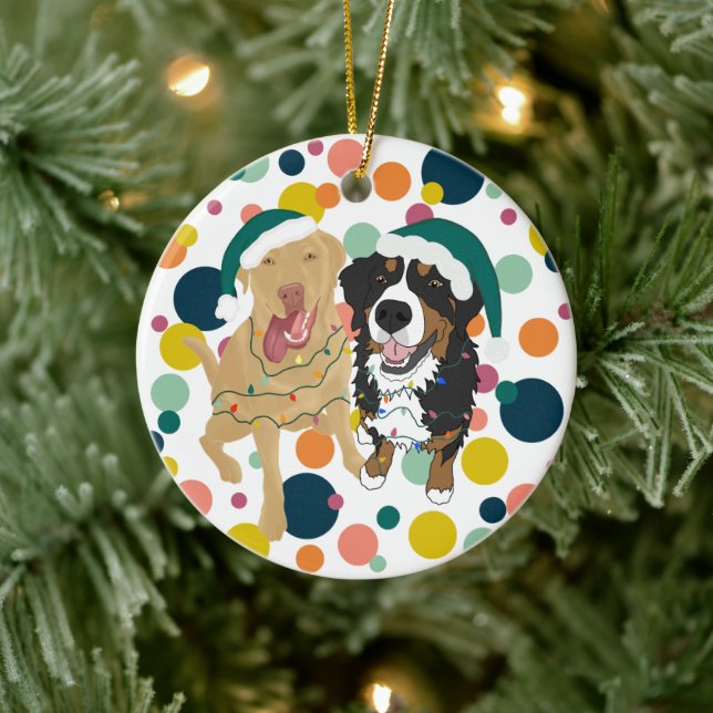 Adorno De Cerámica Navidades Dudley Y Bernese Polka (Árbol)