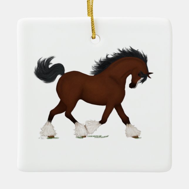 Adorno De Cerámica Navidades ecuestres personalizados de Clydesdale H (Anverso)
