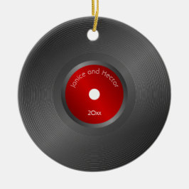 Adorno De Cerámica Navidades editables del registro de vinilos retro