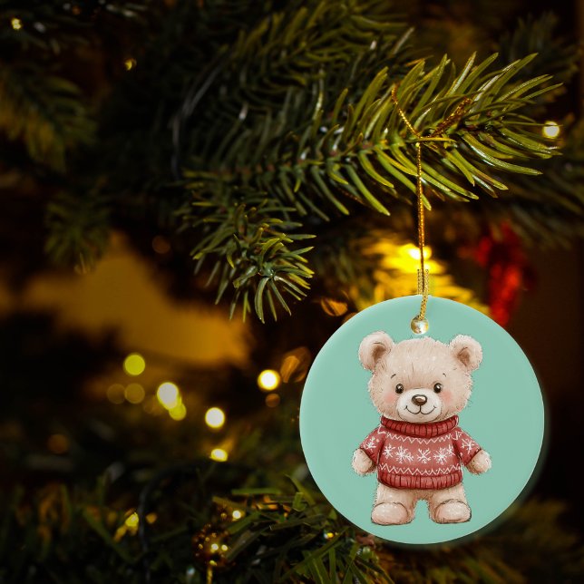 Adorno De Cerámica Navidades educados Teddy Bear Personalizado (Subido por el creador)