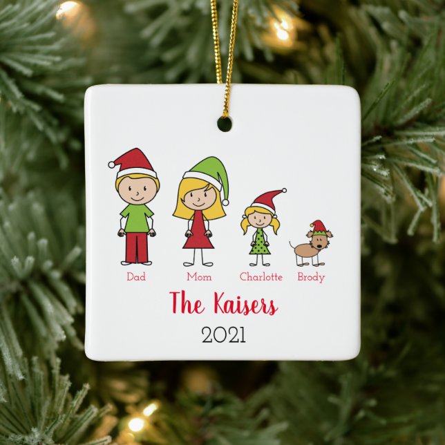 Adorno De Cerámica Navidades educados y familia personalizada con per (Árbol)