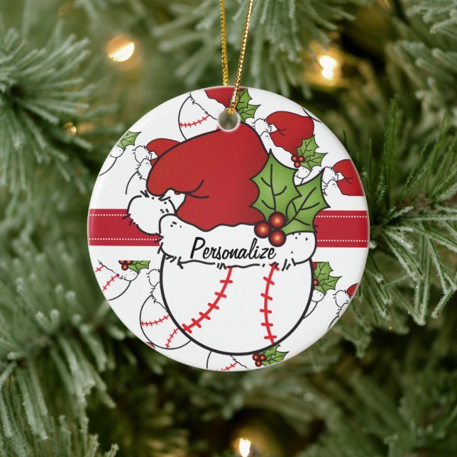 Adorno De Cerámica Navidades El béisbol personaliza (Árbol)
