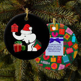 Adorno De Cerámica Navidades elefantes blancos y patrón presente