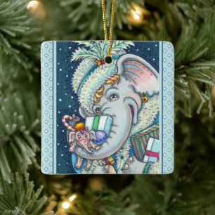 ADORNO DE CERÁMICA NAVIDADES ELEFANTES, TRUNCABLES DE REGALOS Y BUENA