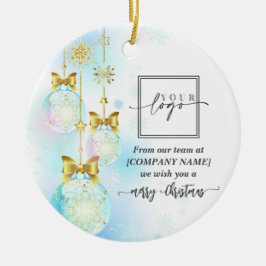 Adorno De Cerámica Navidades Elegant Gold Personalizado QR Code Compa