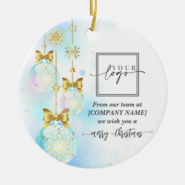 Adorno De Cerámica Navidades Elegant Gold Personalizado QR Code Compa (Frente)