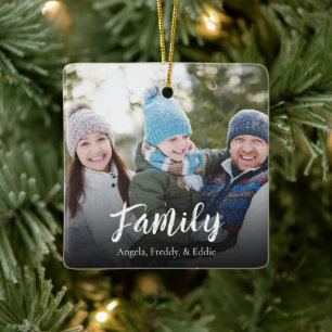 Adorno De Cerámica Navidades Elegant Photo Simple Calligraphy Script