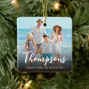 Adorno De Cerámica Navidades Elegant Photo Simple Calligraphy Script