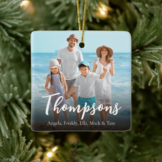 Adorno De Cerámica Navidades Elegant Photo Simple Calligraphy Script (Árbol)