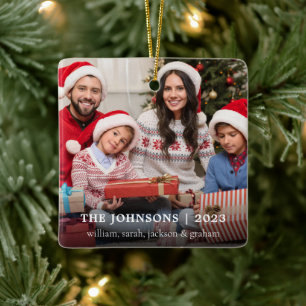 Adorno De Cerámica Navidades elegantes de fotografía familiar
