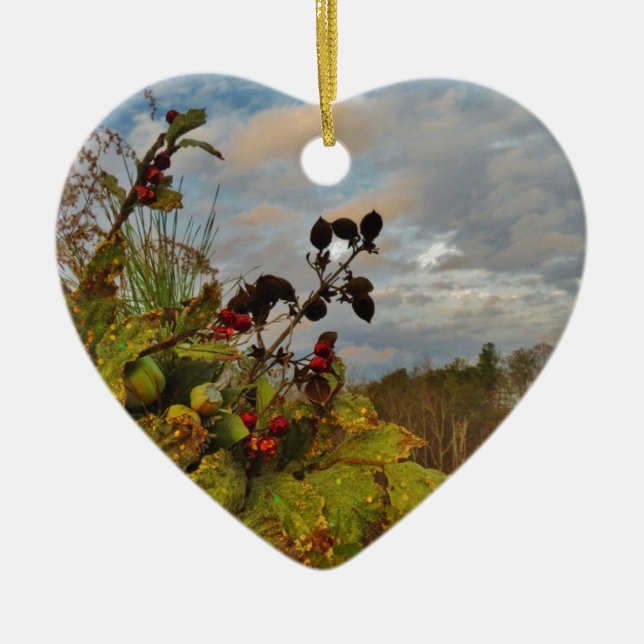 Adorno De Cerámica Navidades elegantes de Holly, (Frente)