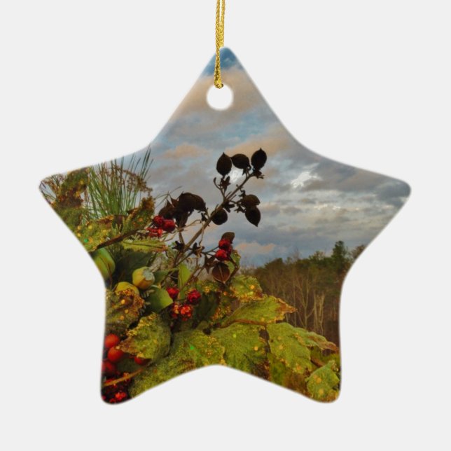 Adorno De Cerámica Navidades elegantes de Holly, (Frente)