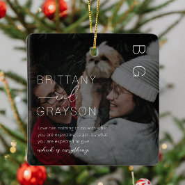 Adorno De Cerámica Navidades Elegantes Monogramas Parejas De Fotograf