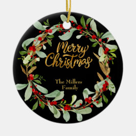 Adorno De Cerámica Navidades elegantes Wreath Personalizable Nombre n