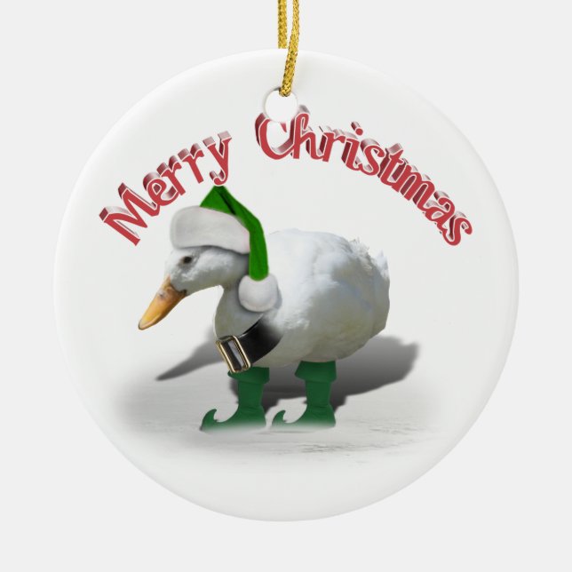 Adorno De Cerámica Navidades Elf Duck - Auxiliar de Santa (Frente)