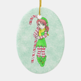 Adorno De Cerámica Navidades Elf Ornament