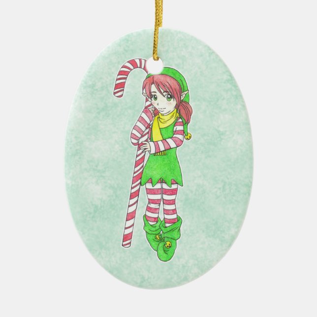 Adorno De Cerámica Navidades Elf Ornament (Frente)